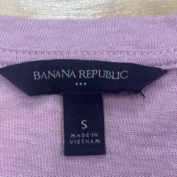 Banana Republic Top Womens Small Pink Linen Blend Boxy Knit Preppy Chic - Picture 4 of 8